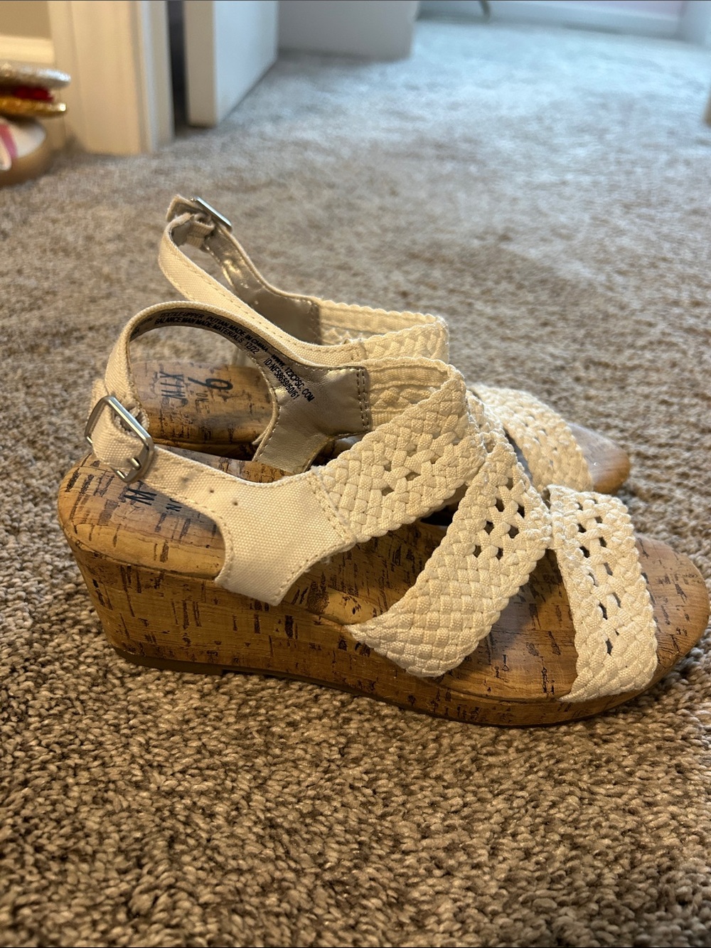 Mix No. 6 Cream Woven Cork Wedge Sandals